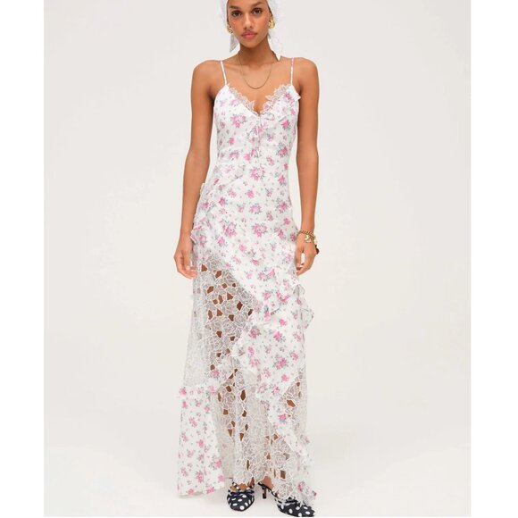 NEW FOR LOVE AND LEMONS JOSALYN MAXI DRESS IN AMORE BOQUE PRINT SIZE S - Picture 1 of 14